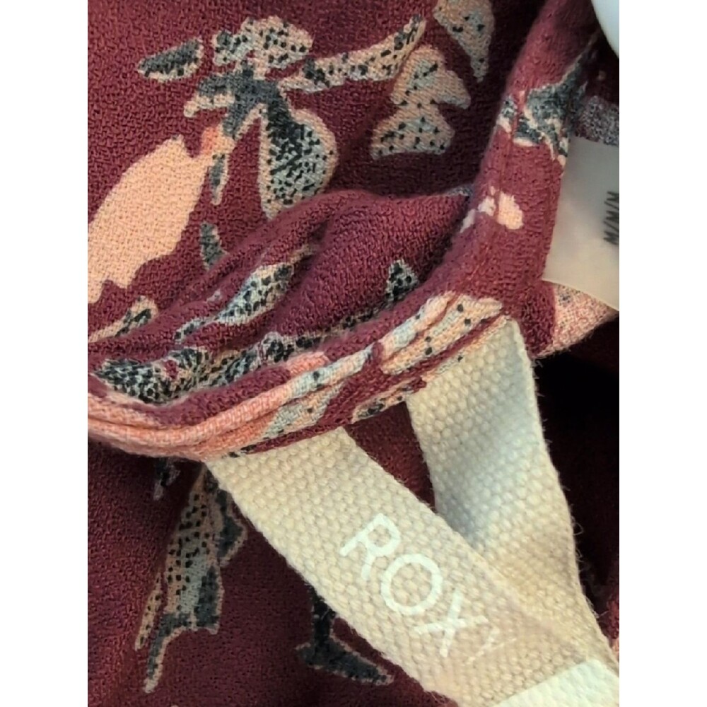 Roxy Retro Poetic Romantic Floral V-Neck Midi Dress Burgundy Maroon - Size M - Picture 9 of 14